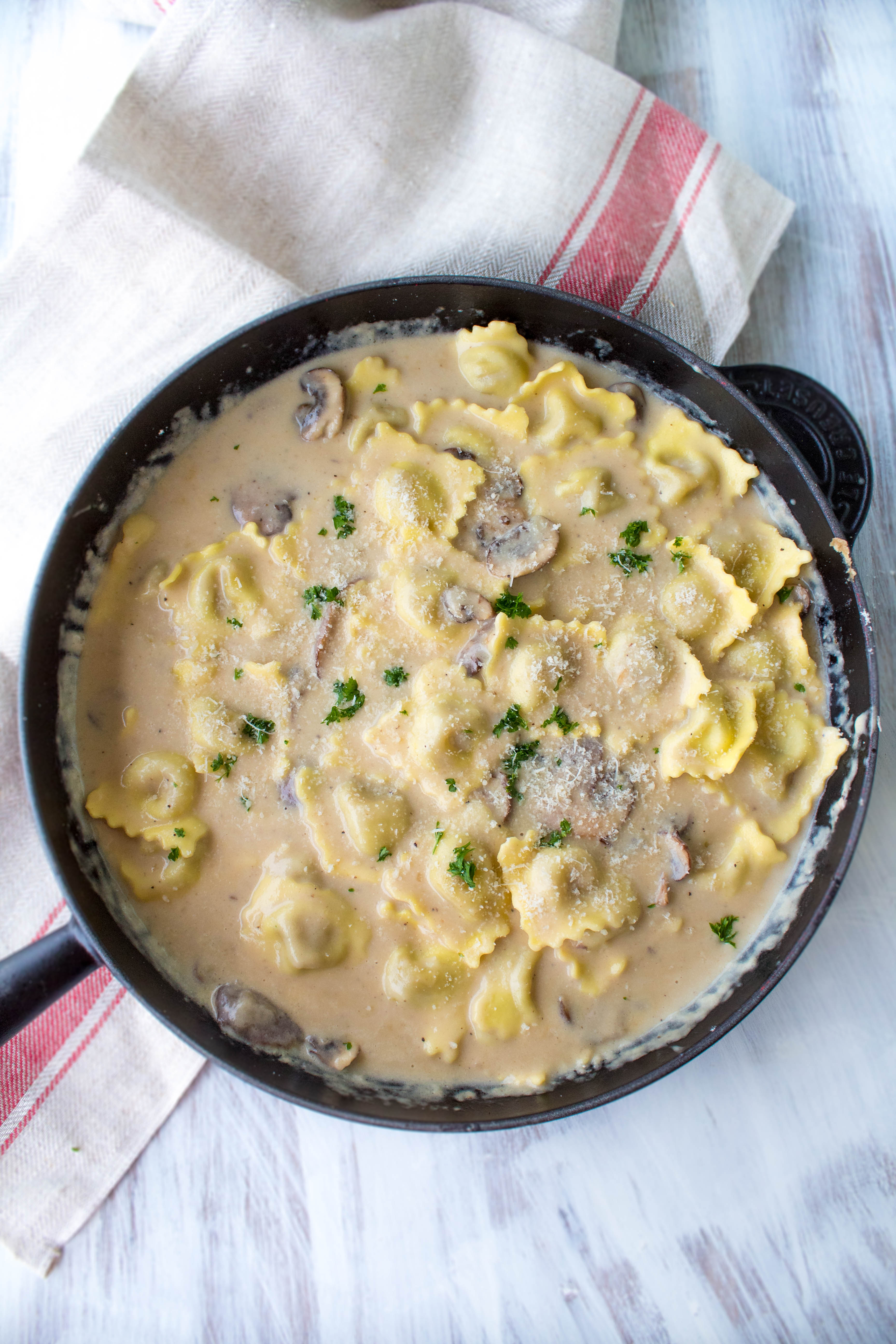 Double Mushroom Ravioli In Parmesan Sauce