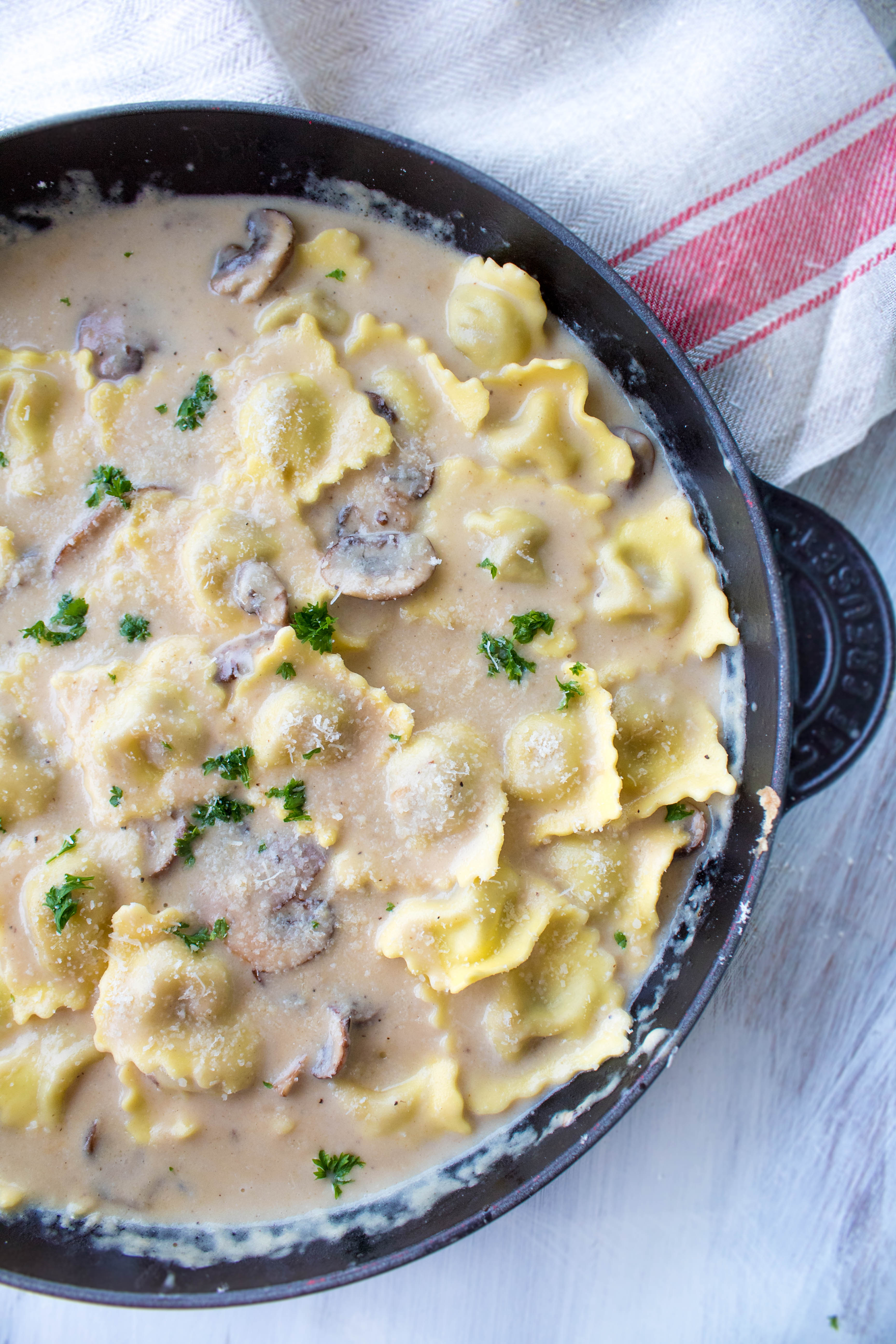 Double Mushroom Ravioli in Parmesan Sauce