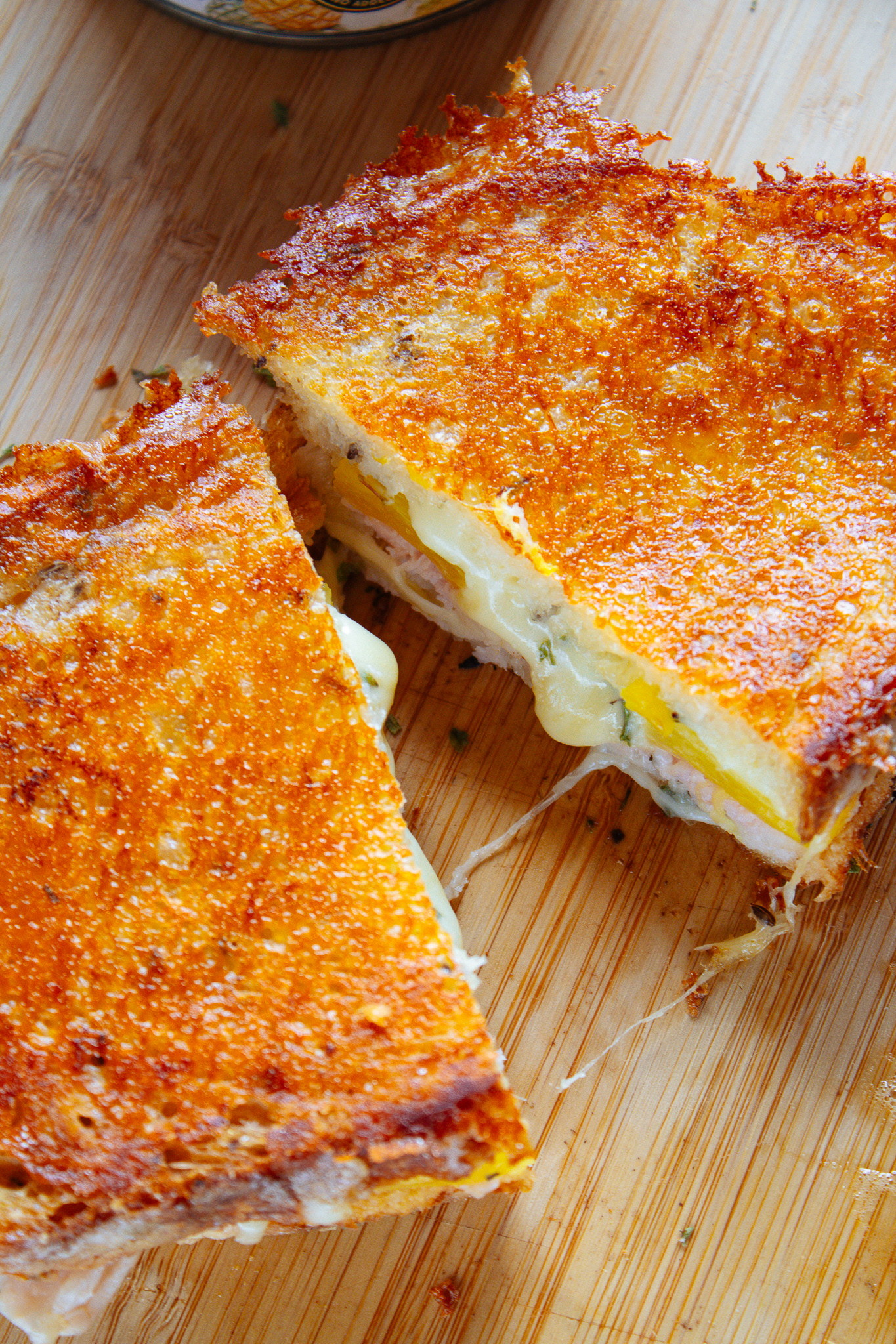 Cheese Crusted Hawaiian Grilled Cheese