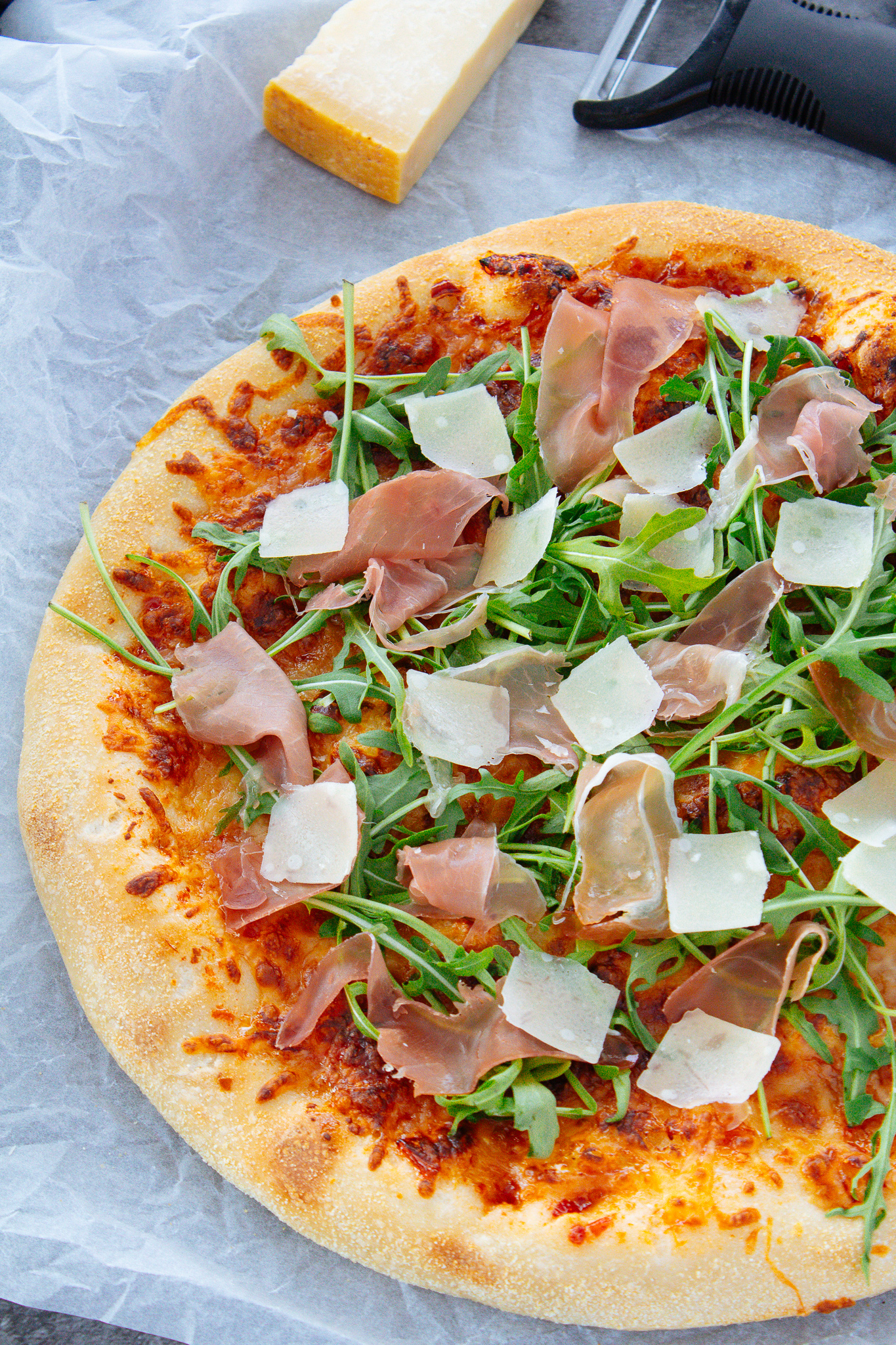 Chili Jam Prosciutto Arugula Pizza